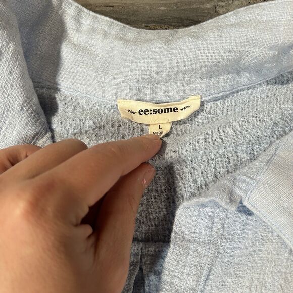 Womens Top Size Large Blue Lightweight Breathable Cap Sleeve Mother Of Pearl - Picture 7 of 11